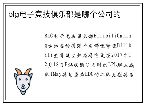 blg电子竞技俱乐部是哪个公司的